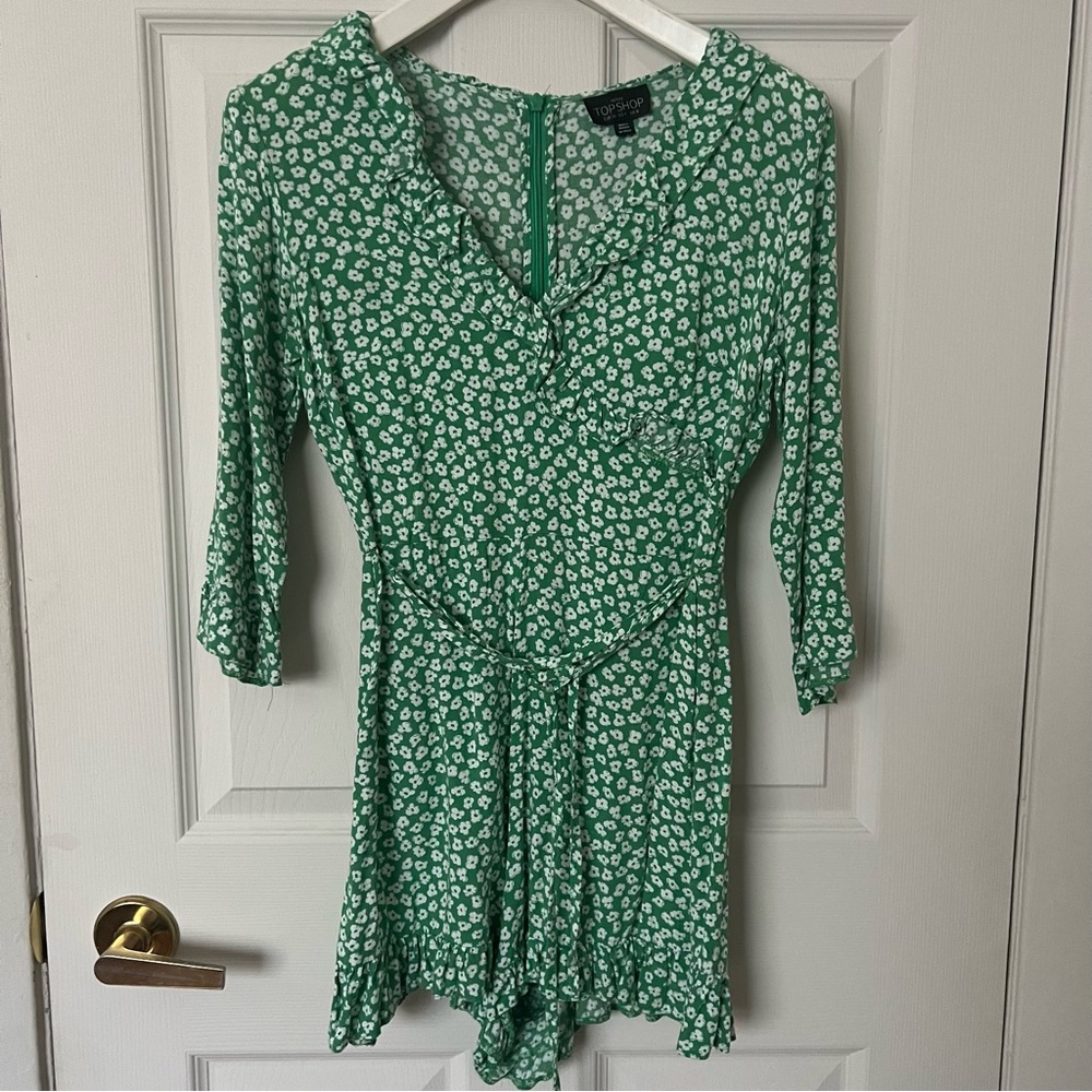 Topshop Petite Green Floral Romper